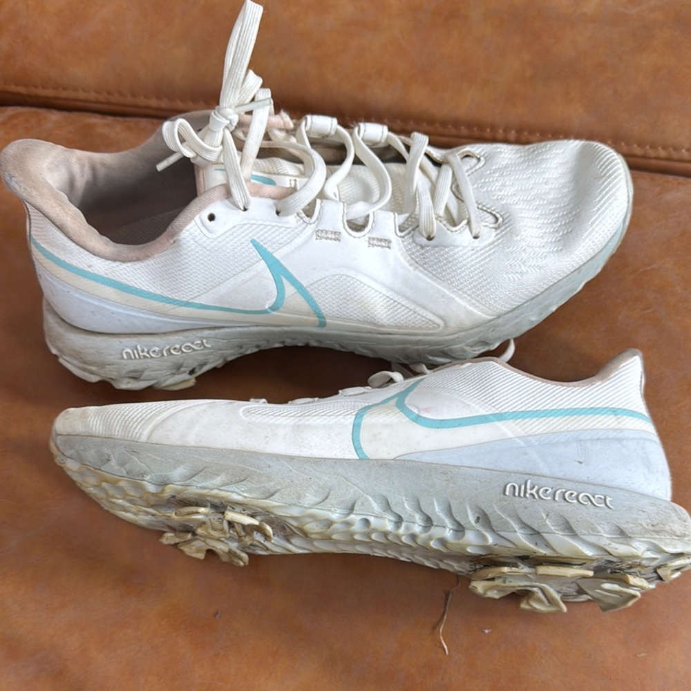 Nike react pro white teal golf shoes used